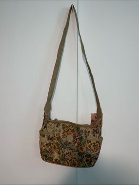 Vintage Floral Tapestry Crossbody Bag by Bag Bazaar- Beige